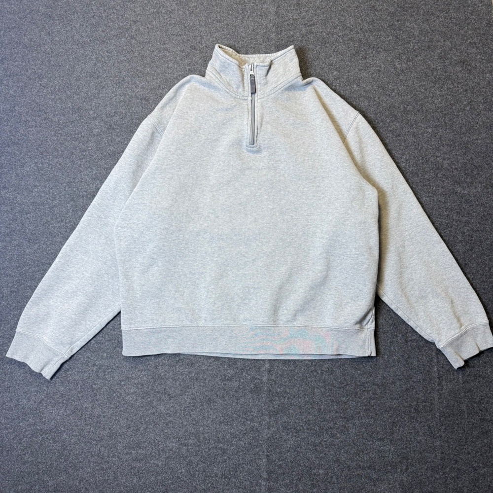 Vintage Gap Quarter Zip Sweatshirt Mens XL Gray Normcore Mock Neck Pullover